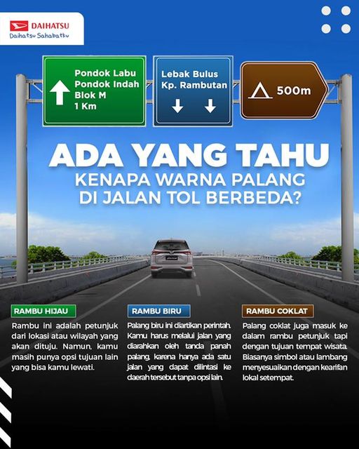 Arti & fungsi rambu jalan tol